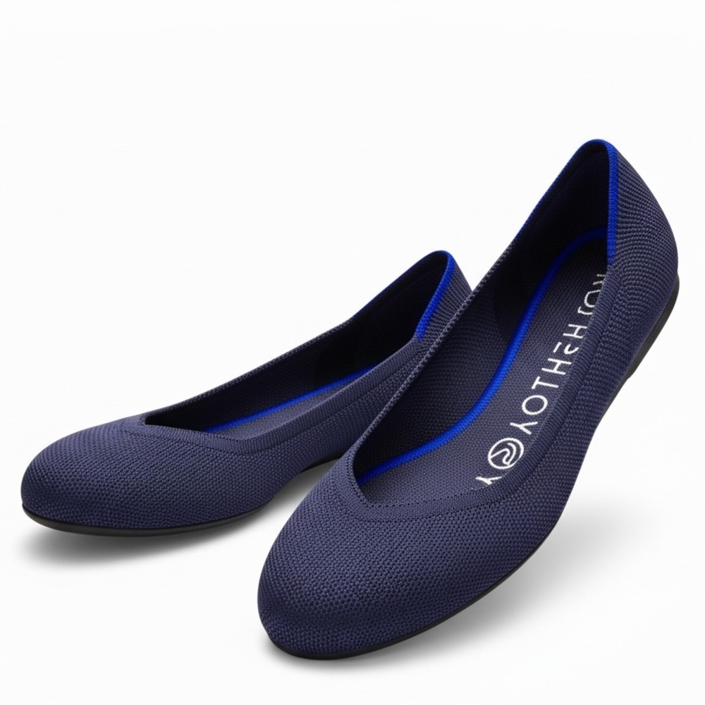 Rothy's Blue Textured Flat Round Toe Comfortable Ballet Style Shoes 9
